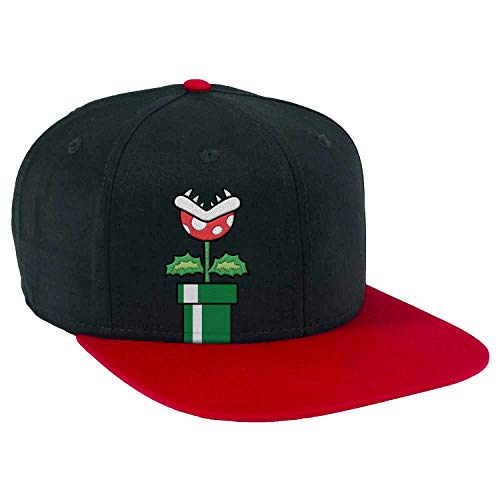 Controller Gear Unisex-Adult's Super Mario Piranha Tube Snapback Flat Bill Hat, Black/Red, OSFM