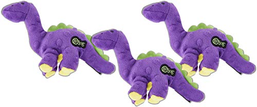 goDog 3 Pack of Just for Me Bruto Plush Dog Toys, Small, Purple, with Chew Guard Technology and Puncture-Proof Squeakers