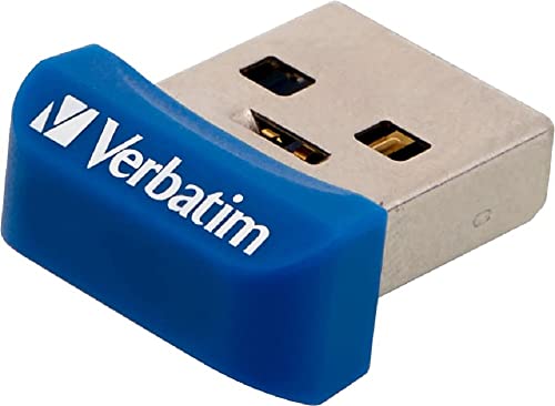 Verbatim 64GB Store 'n' Stay Nano USB 3.2 Gen 1 Flash Drive Snag-free Low Profile Thumb Drive with Microban Antimicrobial Product Protection - Blue 98711