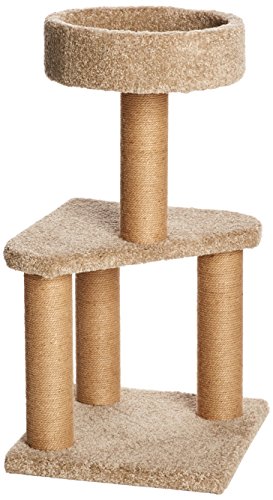 Amazon Basics Cat Tree Indoor Climbing Activity Tower with Scratching Posts, Medium, 15.7 x 31.5 Inches, Beige
