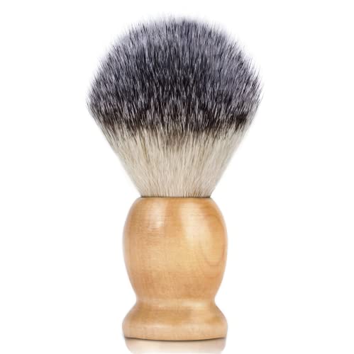 Bassion Shaving Brush for Men Wet Shave Using Shaving Cream & Soap, Wood Handle Hair Salon Shave Brush for Safety Shaving Razor, Straight Razor, Father's Day Gifts for Him Dad Boyfriend (Brown)