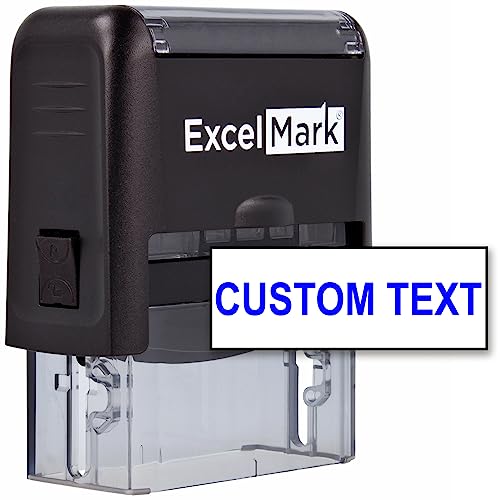 One Line Custom Rubber Stamp - Self-Inking Custom Stamp, 11 Colors Available - Clear Base & Refillable Ink Pad - Personalized Stamp for Work, Business, Postage