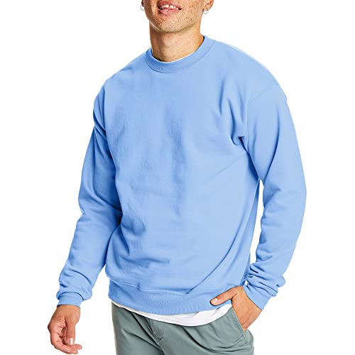 Hanes EcoSmart Fleece, Cotton-Blend Pullover, Crewneck Sweatshirt for Men, 1 or 2 Pack Available, Light Blue-1 Pack, 5X Large