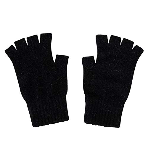 whitepeak Genuine Merino Wool and Possumdown Fingerless Gloves for Men and Women | UNISEX (Black, X-Large)