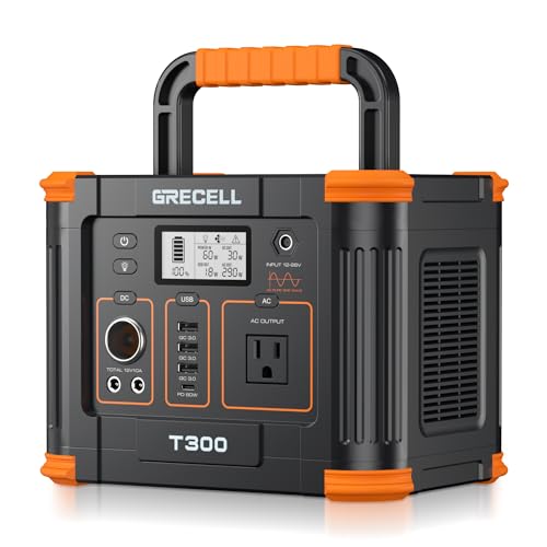 Portable Power Station 300W, GRECELL 288Wh Solar Generator with 60W USB-C PD Output, 110V Pure Sine Wave AC Outlet Backup Lithium Battery for Outdoors Camping Travel Hunting Home Blackout
