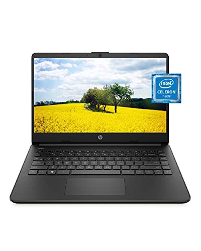 HP 14 Laptop, Intel Celeron N4020, 4 GB RAM, 64 GB Storage, 14-inch Micro-Edge HD Display, Windows 11 Home, Thin & Portable, 4K Graphics, One Year of Microsoft 365 (14-dq0020nr, Jet Black)