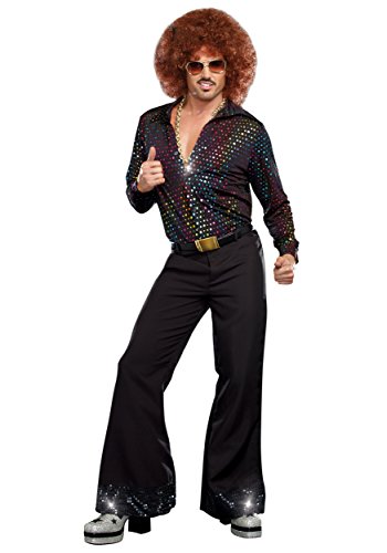 Dreamgirl Mens 70s Disco Shirt Costume, Adult Fashion Disco Dude Halloween Costume - Large