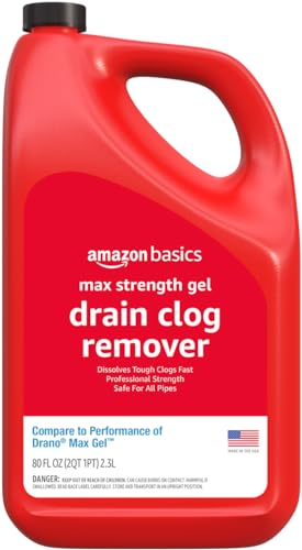 Amazon Basics Max Strength Gel Drain Clog Remover and Cleaner, 80 Fl Oz, Pack of 1