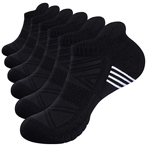 TANSTC Socks for Women & Men 6 Pairs, No-Show Running Socks, Ankle Socks Athletic Cushioned Breathable Low Cut Tab With Arch Support