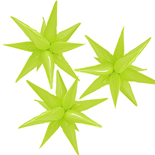 CYMYLAR 3pcs 26inch macaron green Star foil balloons.macaron green Explosion Starburst star balloon-Spike cone balloon for birthday party decorations,wedding,Bachelor party
