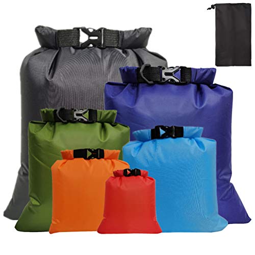 Pimoys 6 Pack Waterproof Dry Bags, Lightweight Outdoor Dry Sacks Ultimate Dry Bags for Kayaking Rafting Boating Camping (1.5L, 2.5L, 3L, 3.5L, 5L, 8L)