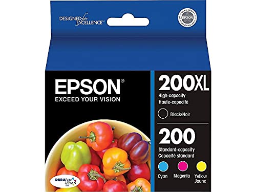 EPSON 200 DURABrite Ultra Ink High Capacity Black & Standard Color Cartridge Combo Pack (T200XL-BCS) Works with WorkForce WF-2520, WF-2530, WF-2540, Expression XP-200, XP-300, XP-310, XP-400, XP-410, Black and color combo pack