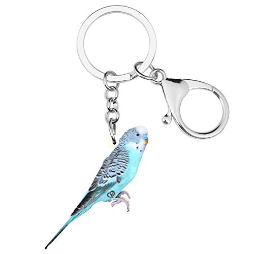 DUOWEI Acrylic Blue Long-tailed Parakeet Bird Keychain Cute Keyring Purse Charm Gift for Women Teen Girl (Blue4)