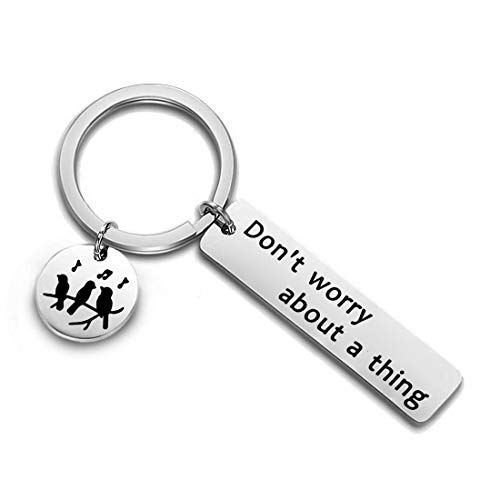 AKTAP Don't Worry About A Thing Keychain Three Little Birds Jewelry Encouragement Friendship Gifts