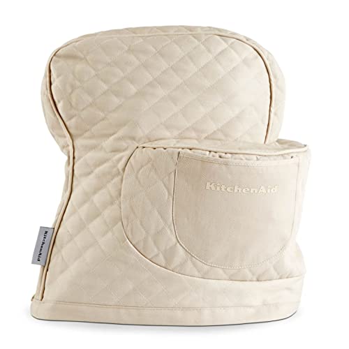 KITCHENAID Fitted Tilt-Head Solid Stand Mixer Cover with Storage Pocket, Quilted 100% Cotton, Milkshake, 14.4'x18'x10'