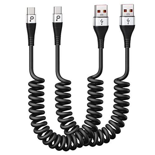 USB C Cable Fast Charging, 2Pack 3ft Coiled USB A to Type C Charge Cord for Car, USB-C Charging Cable Compatible with Samsung Galaxy S20 S10 S9 S8 Plus Note 10 9 8 and Other USB C Devices