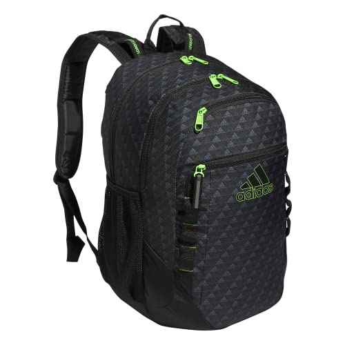 adidas Excel 6 Backpack, BOS Mini Monogram Black/Lucid Lime Green, One Size