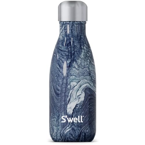 S'well Stainless Steel Water Bottle, 9oz, Azurite Marble, Triple Layered Vacuum Insulated Containers Keeps Drinks Cold for 24 Hours and Hot for 12, BPA Free, Perfect for On the Go