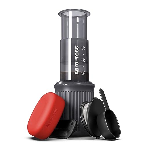 AeroPress Go Travel Coffee Press Kit - 3 in 1 brew method combines French Press, Pourover, Espresso - Full bodied coffee without grit or bitterness - Small portable coffee maker for camping & travel