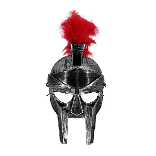 MILERUN Plastic Ancient Roman Spartan Gladiator Helmet Costume Accessory for Battle Play Halloween Cosplay LARP Red Tassel