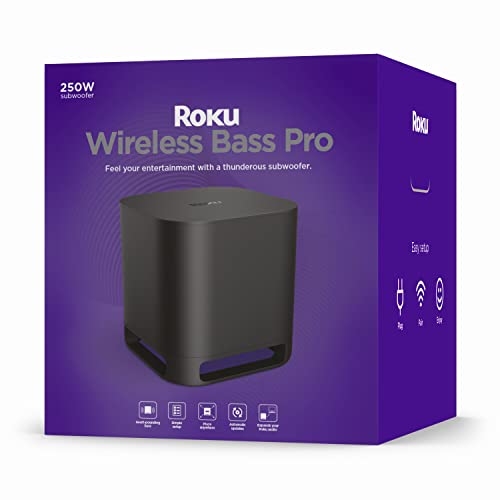 Roku Wireless Bass Pro, Subwoofer for Roku Streambar, Roku Streambar Pro, and Roku Wireless Speakers