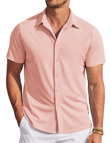 COOFANDY Men's Short Sleeve Wrinkle Free Dress Shirts Lightweight Stretch Shirts