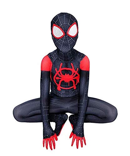 CRJUS TOPUNY Kids Halloween Costume Boys Superhero Cosplay Bodysuit Spandex Jumpsuit (BLACK, M)