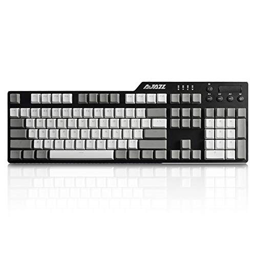 AK35I Wired Full-Size Mechanical Gaming Keyboard with Brown Switches, Grey-White Matching PBT Keycaps, Anti-Ghosting Multimedia Keys Roller, White Backlit, Programmable Macro, Aluminum Black