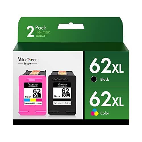 Valuetoner Supply Remanufactured 62XL Ink Cartridges Black and Color Replacement for HP Ink 62 HP 62XL High Yield for Envy 5540 5640 5660 7645 OfficeJet 200 250 OfficeJet 5740 5745 8040 Series, 2-Pack