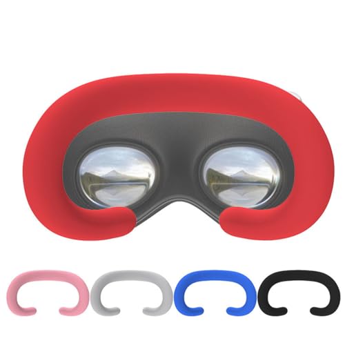 VR Silicone Face Cover for Apple Vision Pro, Headset Soft Silicone Face Pad Anti-Slip Protective Facial Sheild Eye Mask for Vision Pro Accessories (Red)