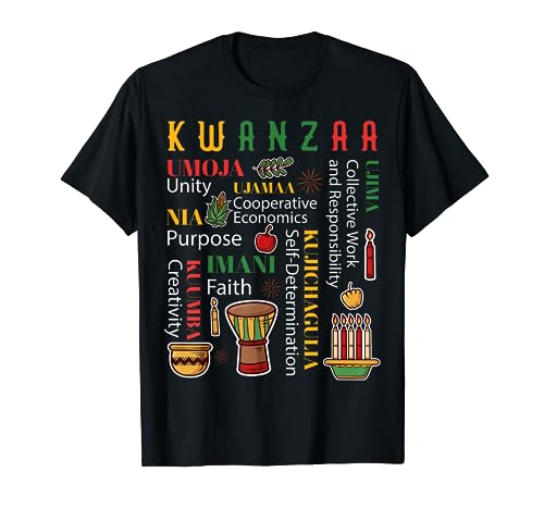 Happy Kwanzaa Drum Kinara Seven Candles Africa Celebration T-Shirt