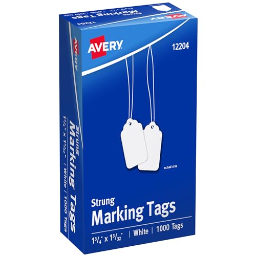 Avery 12204 Medium-Weight White Marking Tags, 1 3/4 x 1 3/32 (Box of 1000)