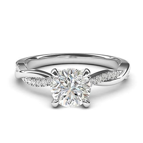 14k White Gold 4-Prong Petite Twisted Vine Simulated 1.0 CT Diamond Engagement Ring Promise Bridal Ring (5.5)