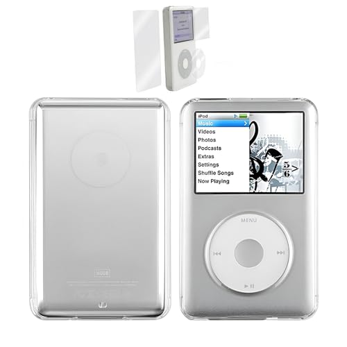 Clear Hard Snap-on Case Cover for Apple iPod Classic 6th 7th 80GB, 120GB Thin 160GB Released on 2009 + Screen Protector(10.5mm Thickness Thin Version)