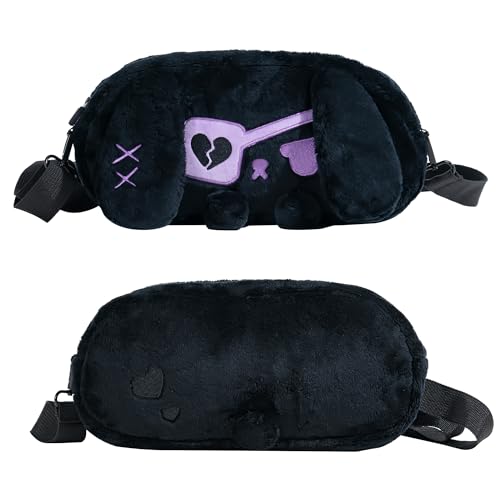 GeekShare Cute Plush Switch Carrying Case Crossbody Bag Compatible with Nintendo Switch/OLED Model, Portable Travel Carrying Case - Dark Plush Bunny