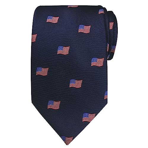 Jacob Alexander Men's Woven American Flags USA Navy Neck Tie - Regular