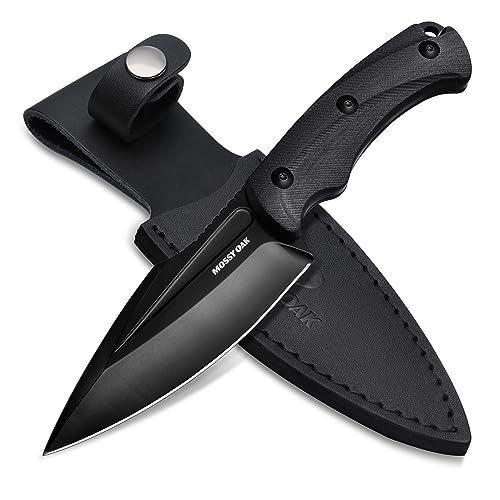 Mossy Oak Hunting Knife with Sheath, Full-tang Fixed Blade Knife, Outdoor Knives for Survival, Camping, Hiking (G10 Handle)