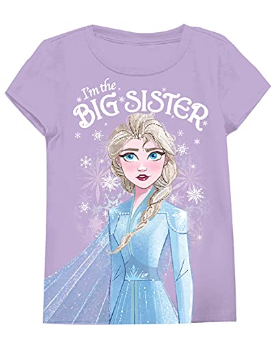 DISNEY Frozen Elsa I'm The Big Sister Kids Youth T-Shirt (4, Lilac)