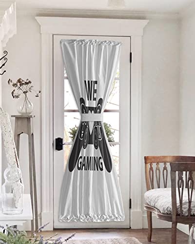BABE MAPS French Door Curtain, WE Gaming Gray Gamepad Continuous Joystick Blackout Privacy Rod Pocket Door Curtain with Tieback Thermal Insulated Door Panel for Glass Door Front Door 25x72in 1PCS