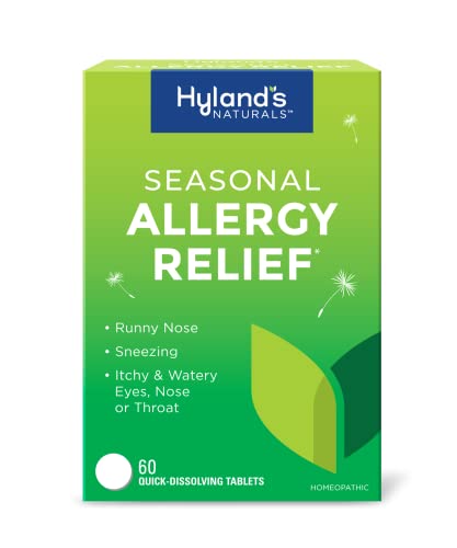 Hyland's Naturals Indoor & Outdoor, Non Drowsy Seasonal Allergy Relief Pills, For Sneezing, Runny Nose, Itchy & Watery Eyes, Nose or Throat, Safe & Natural, Quick Dissolving Tablets, 60 Count