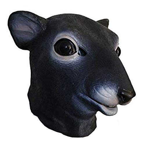Realistic Mouse Animal Head Latex Mask Halloween Costume Rattus Rat Headwear Party Adult Giant Mouse Black