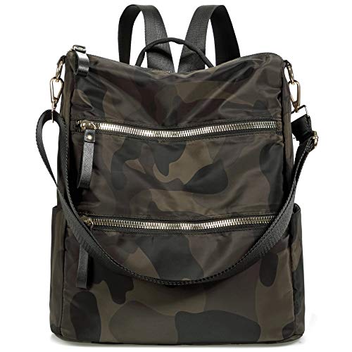 AO ALI VICTORY Women Nylon Backpack Purse Convertible Handbags and Shoulder Bag College Bookbags Anti Theft Travel Purses Casual Daypack (B-Camo Green)