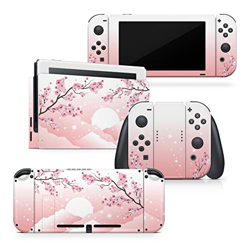 Tacky Design Sakura Flowers Skin Compatible with Nintendo Switch Skin - Premium Vinyl 3M Cherries Blossoms Stickers Set - Switch Skin Compatible with Joy Con, Console, Dock, Decal Full Wrap