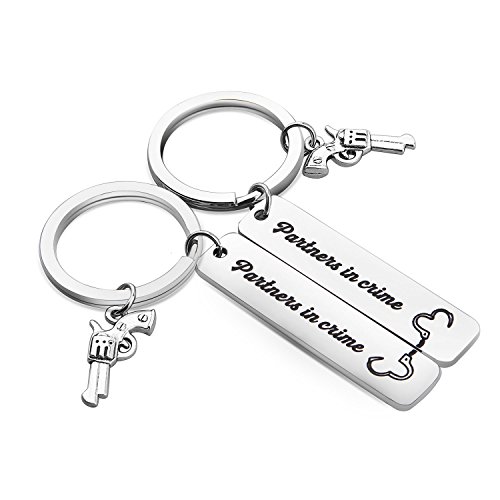 PLITI Partner Gift Set Of 2 Partners In Crime Keychain BFF Friendship Keychain (Partners In Crime Key)