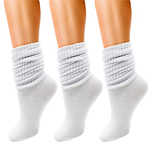 Winterlace 3 Pairs Slouch Socks for Women, Soft Extra Long Scrunch Knee High Sock, Bulk Pack