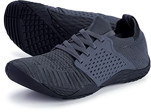 WHITIN Men's Trail Running Shoes Minimalist Barefoot Wide Width Toe Box Size 11 Gym Workout Fitness Low Zero Drop Sneakers Treadmill Free Dark Grey 44
