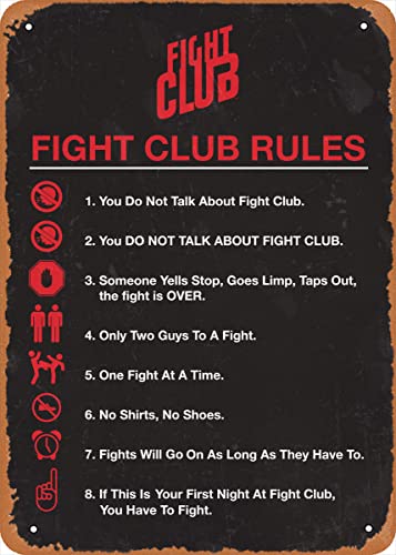 Ysirseu Vintage Fight Club Rules Fight Club 8' X 12' Metal Sign Retro Wall Decor