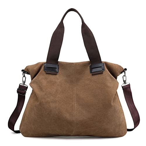 Sunshinejing Women's Canvas Tote Bag Shoulder Crossbody Purses Work Travel Handbag(Vintage Brown)
