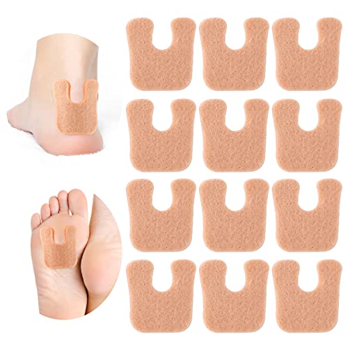 WLLHYF 12 Pieces U Shaped Felt Callus Pads Soft Forefoot Cushion Metatarsal Pads Self-Adhesive Foot Pads for Men Women Relieve Pain Prevent Blisters Calluses from Rubbing on Shoes