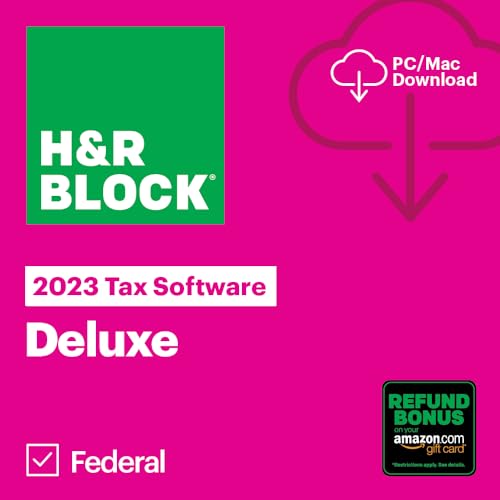 H&R Block Tax Software Deluxe 2023 with Refund Bonus Offer (Amazon Exclusive) (PC/MAC Download)